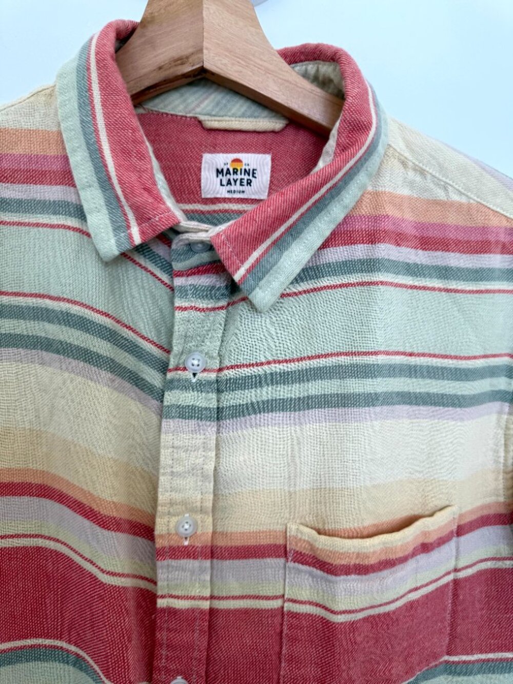 Marine Layer Multicolor Striped Short Sleeve Button-Down Men's Medium M